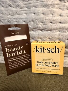 BNIB- 2 piece Kitsch Kojic Acid Solid Face & Body Wash -Kit•sch Beauty Bar Bag!